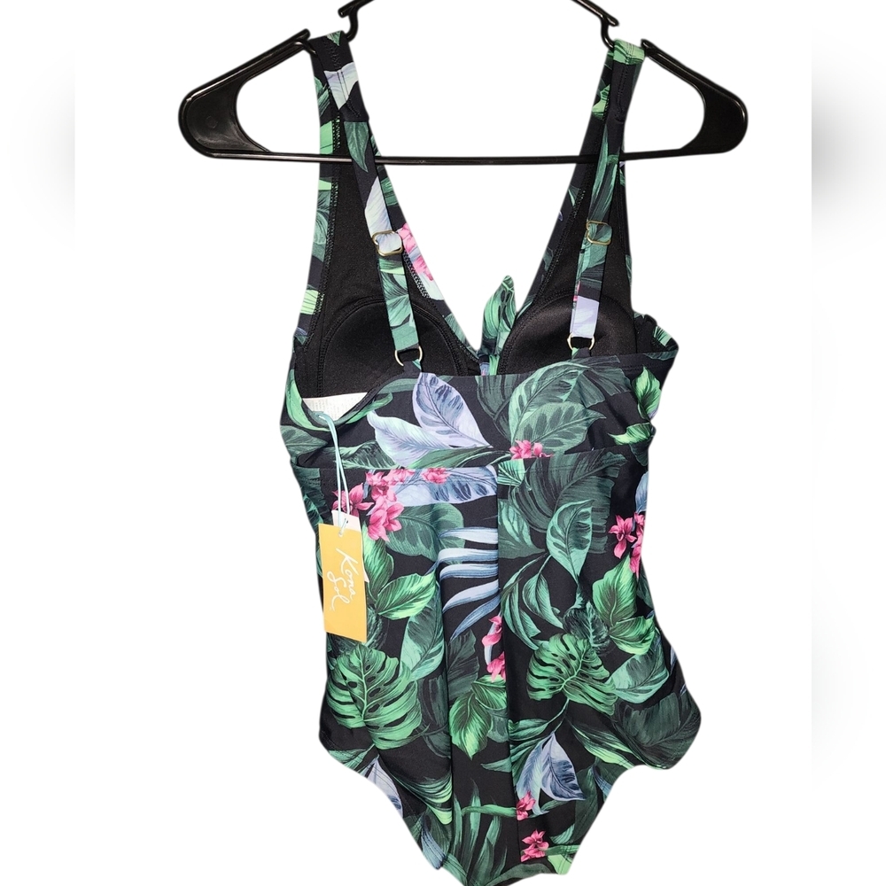 Kona Sol Floral Womens One Piece Swimsuit Size 14 - Picture 2 of 5